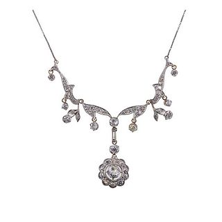Platinum Gold Diamond Pendant Necklace