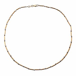 14k Gold Bead and Pipe Link Necklace