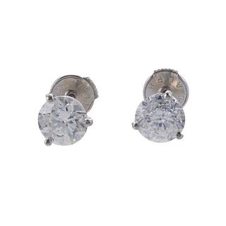 GIA 2.07ctw Diamond 14k Gold Stud Earrings