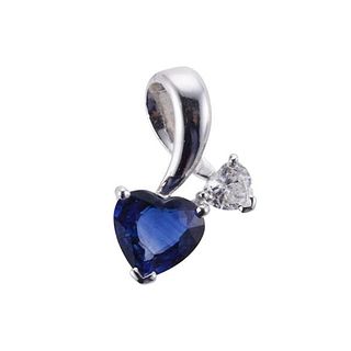 18k Gold Diamond Sapphire Heart Pendant