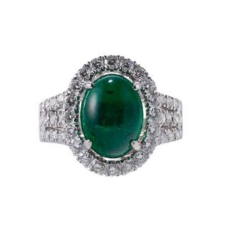 18k Gold Diamond Columbian Emerald Ring