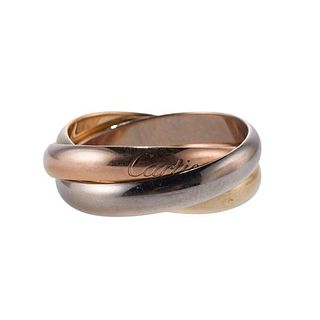 Cartier Trinity 18k Tri Color Gold Rolling Band Ring Size 53
