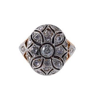 Antique 18k Gold Platinum Diamond Locket Ring