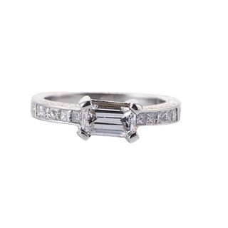 GIA 0.76ct D VS1 Emerald Cut Diamond Platinum Engagement Ring