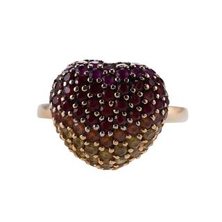 LeVian Le Vian 14k Gold Multi Color Sapphire Heart Ring
