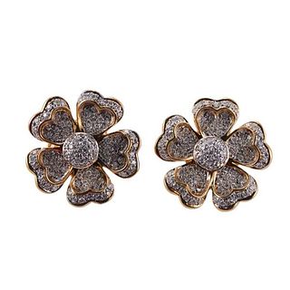 Kanaris 18k Gold Diamond Flower Earrings
