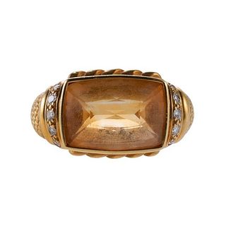 Judith Ripka 18k Gold Diamond Citrine Ring