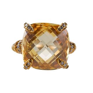 Judith Ripka 18k Gold Diamond Canary Crystal Ring