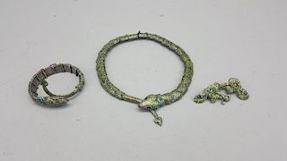 Margot de Taxco Enamel Silver Snake Jewelry Set