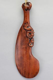 20th C. Wooden Maori Figural Carving