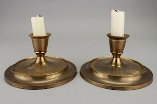 (2) French Style Brass Candle Holders