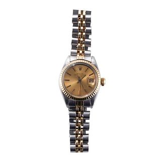 Rolex Datejust 18k Gold Steel Linen Dial Lady&#39;s Watch 6917