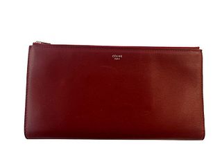 Celine Red Leather Trio Clutch Bag