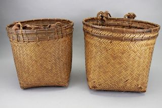 (2) Woven Hand Woven Baskets
