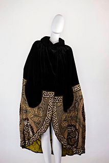 Vintage 1920s/1930's Velvet and Gold Embroidered Opera Coat