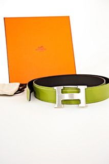 Hermes "H" Belt Buckle & Reversible Leather Belt