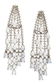 Diamond Moonstone Earrings