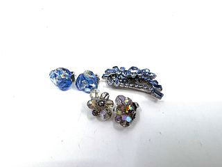 Three pairs of Sherman clip earrings and one brooch