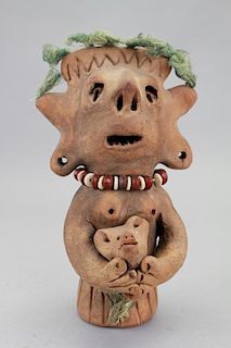 Carved Pre Columbian Terracotta Figure