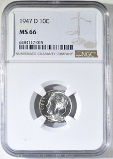 1947-D ROOSEVELT DIME NGC MS66
