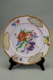 Signed French Porcelain Floral Dish