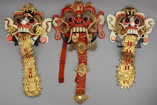 (3) 20th C. Balinese Masks