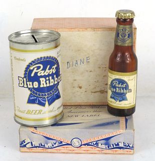 1950 Pabst Blue Ribbon Beer Mini Bottle/Can Set Mini Can 