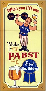 1971 Pabst Blue Ribbon Beer "When You List One" Poster Sign 