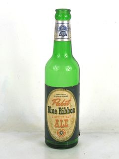 1947 Pabst Blue Ribbon Ale 12oz Paper Label Bottle Peoria Heights Illinois