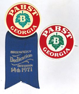 Lot of 2 Pabst Brewery Dedication Pinbacks Pabst Georgia