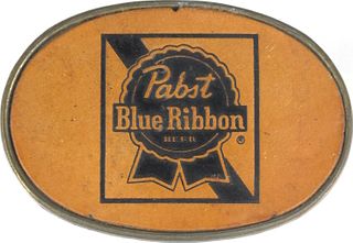1975 Pabst Beer Brass & Leather Belt Buckle 