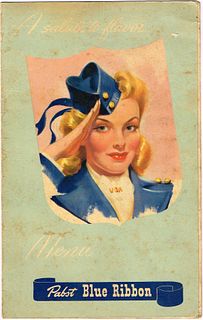 1943 Pabst Blue Ribbon Beer Menu Cover 