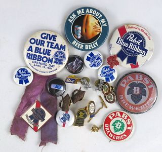 Lot of 20 1960s - 90s Pabst Blue Ribbon Pins 