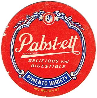 1925 Pabst - ett Pimento Cheese (red) No Ref. Coaster 