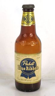 1950 Pabst Blue Ribbon Beer NDNR Paper Label Bottle 