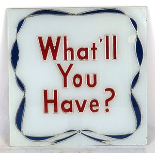 1950 Pabst Beer "What'll You Have?" Reverse Painted Glass Sign 