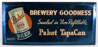 1939 Pabst Blue Ribbon Beer "TapaCan" TOC Tin Over Cardboard Sign 