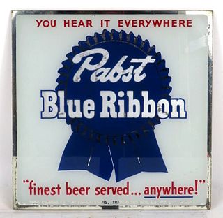 1950 Pabst Blue Ribbon Beer (2173) Reverse Painted Glass Sign 