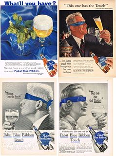  Lot of 4 1956 Pabst Beer "Has The Touch" Magazine Ads 
