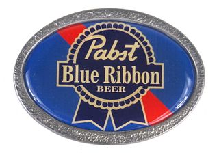 1968 Pabst Blue Ribbon Beer pewter with inlay Belt Buckle 