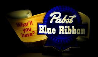 1954 Pabst Blue Ribbon Beer Plastic - Faced Illuminated Sign 
