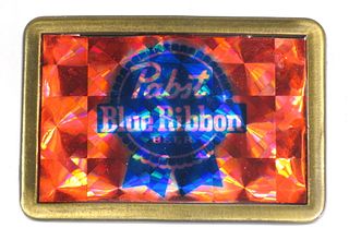 1971 Pabst Blue Ribbon Beer brass with red psychedelic insert Belt Buckle 