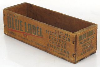 1925 Blue Label 2lb American Cheese Wood Box 