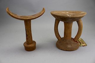 (2) Carved African Headrests
