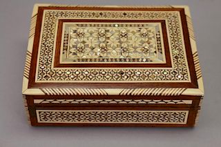20th C. Mother of Pearl Mosaic Inlaid Jewelry Box