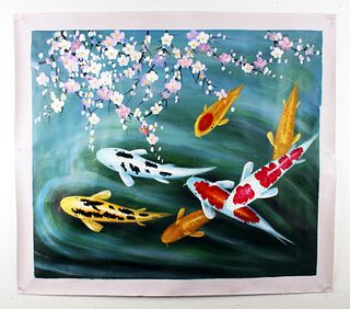PAINTING ON CANVAS OF KOI FISH 