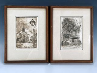 TWO SIGNED NUMBERED PHILADELPHIA ETCHING BY LASZLO BAGI