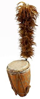 Tribal African Drum, Animal Skin Cover