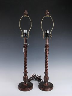 PAIR CANDLESTICK STYLE LAMPS
