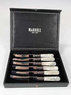 MARHILL NEW YORK MOTHER OF PEARL KNIVES IN CASE